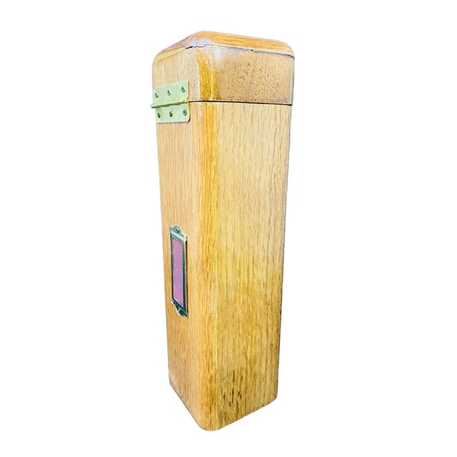 Late 20th Century Late 20th Century Oak Fireplace Matchbox Holder With Brass Lion Pull For Sale - Image 5 of 8