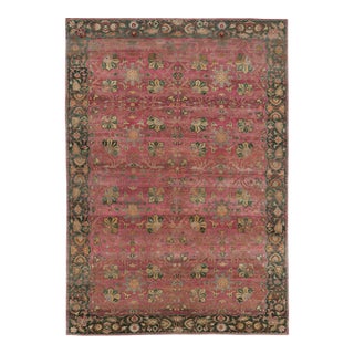 Rug & Kilim’s Modern Rug in Soft Pink and Green Floral All-Over Pattern For Sale