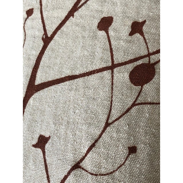 Natural German linen pillow with the front hand printed with cinnamon branches. Back linen with a hidden bottom zipper...