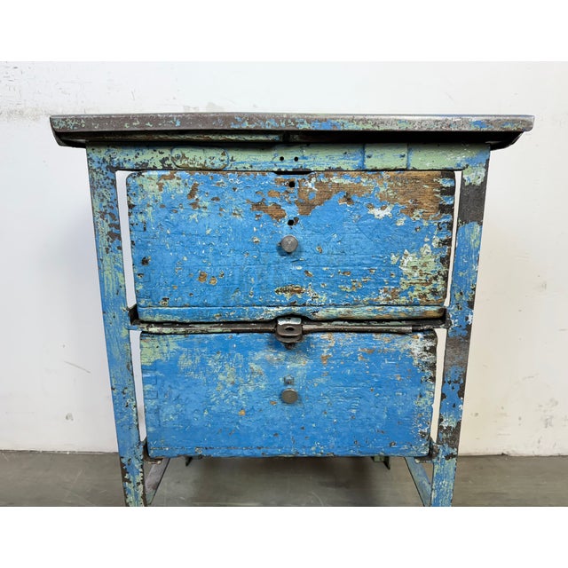 Industrial Blue Iron Chest of Drawers, 1950s For Sale - Image 10 of 18