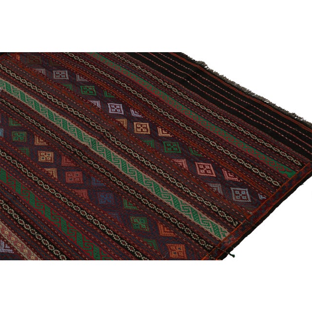 1950s 1950s Vintage Baluch Tribal Kilim With Colorful Stripes & Motifs, From Rug & Kilim For Sale - Image 5 of 7