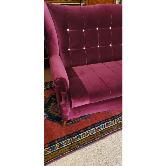 Art Deco Sofa with Upholstery and Fabric, 1940s For Sale - Image 3 of 12