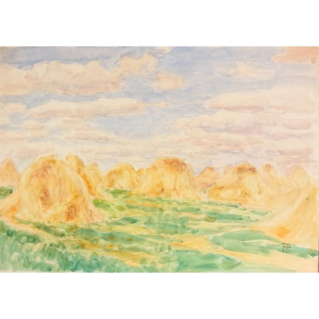 Heinrich Pforr (1880-1970), Haystacks on the Knüll Mountains, n.d., AQU/PP, approx. 14.7×22.5 cm. Heinrich Pforr is...