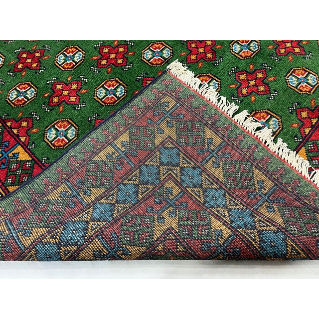 Green Turkmen Mori Gul Tribal Wool Area Rug, 6'7" X 10'3" For Sale - Image 16 of 16
