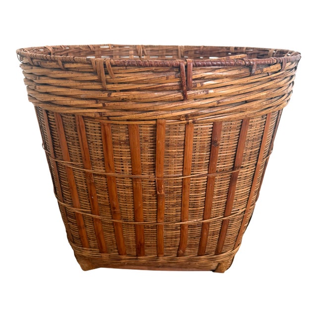 X Large Vintage Wicker Basket For Sale