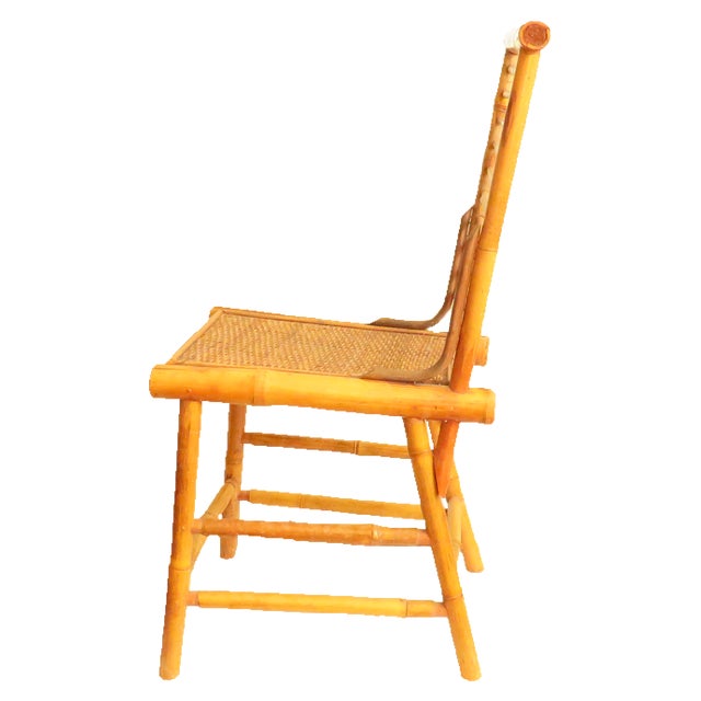 Mid-Century Modern 1970s Boho Chic Bamboo & Woven Cane Chair For Sale - Image 3 of 5