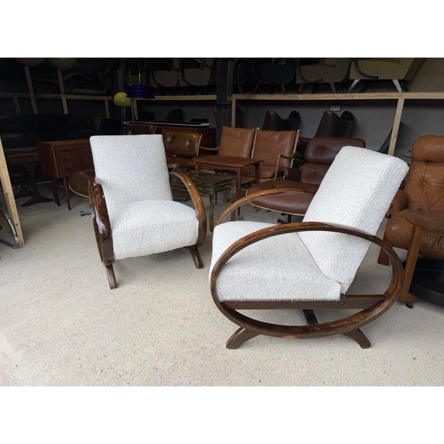 Jindrich Halabala Art Deco Style Armchairs by Jindrich Halabala, Set of 2 For Sale - Image 4 of 18