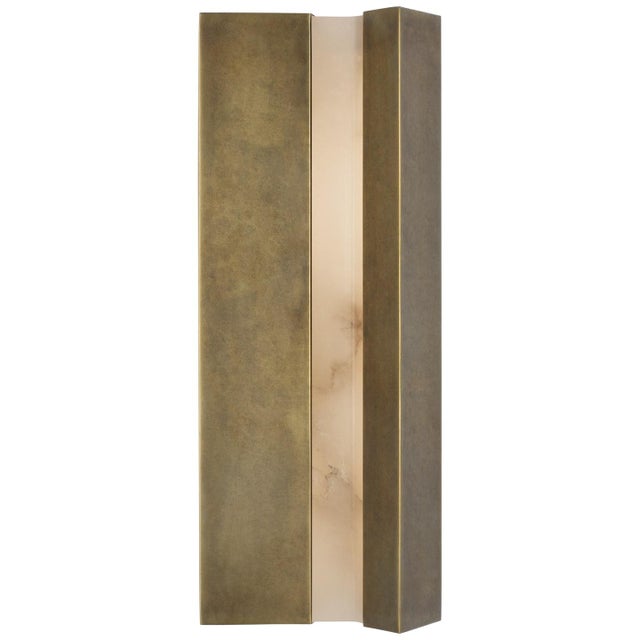 Anne-Marie Barton for Visual Comfort Signature Austera 20" Sconce in Mottled Brass with Alabaster For Sale