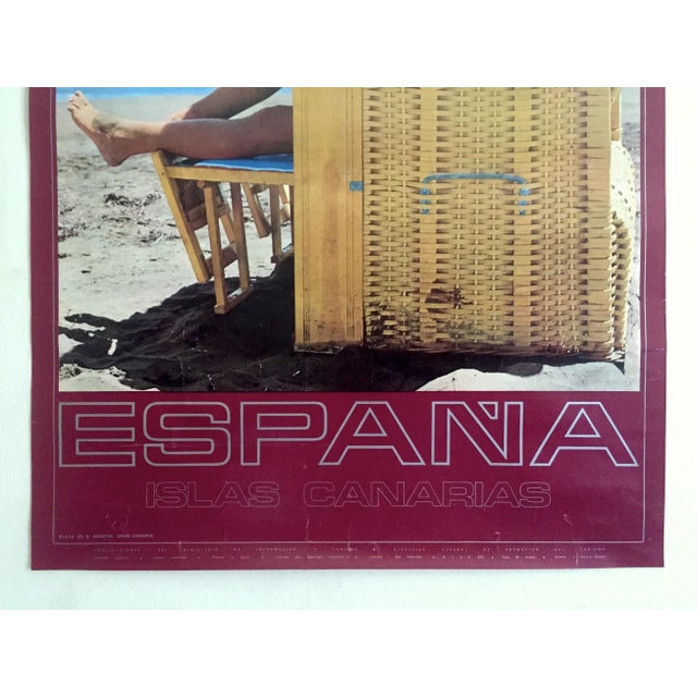 1960s Espana Canary Islands Mid Century Vintage 1960's Collector's Spain Travel Poster For Sale - Image 5 of 13