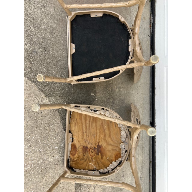 Vintage Hollywood Regency Era Banana Leaf Cast Aluminum Chairs 2 Pieces For Sale - Image 12 of 17