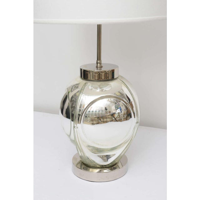 1970s Mid-Century Modern Polished Chrome & Mercury Glass Table Lamp Base For Sale - Image 5 of 10