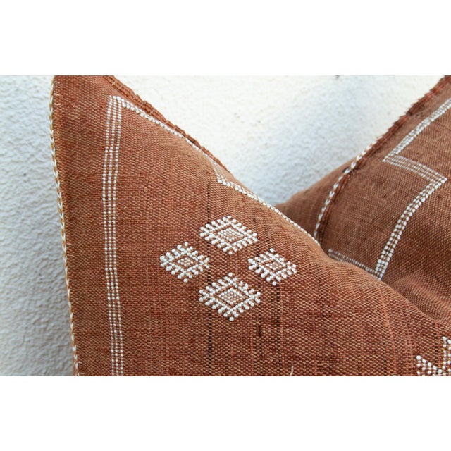 24" Rust Trail Moroccan Silk Pillow For Sale - Image 4 of 8