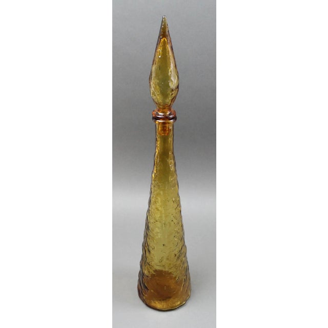 Guildcraft Italy Amber Empoli Glass Decanter Genie Bottle Mid Century Modern with Original Label. Measures approximately 4...