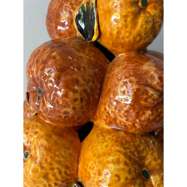 Mid 20th Century Vintage Mid Century Italian Majolica Orange Topiary Centerpiece For Sale - Image 5 of 12