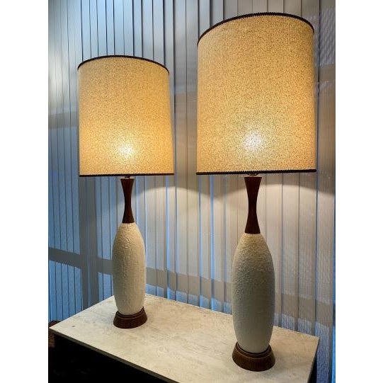 Mid 20th Century Danish Mid-Century Lamps with Original Shades - a Pair For Sale - Image 5 of 13