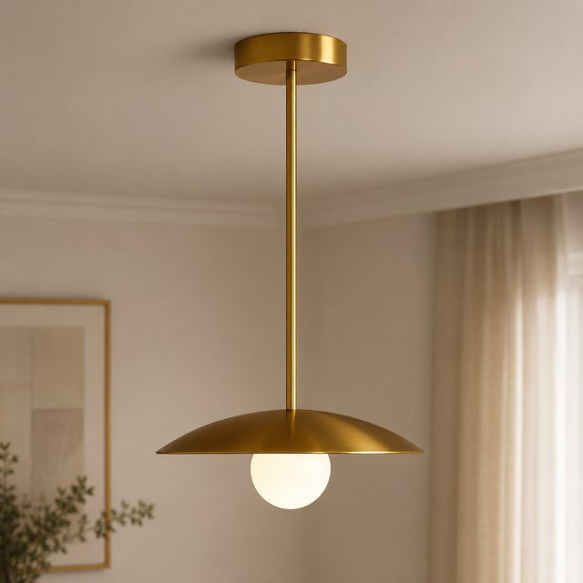 Contemporary Solid Brass Globe Pendant Light, Contemporary Solid Brass Pendant For Sale - Image 3 of 8