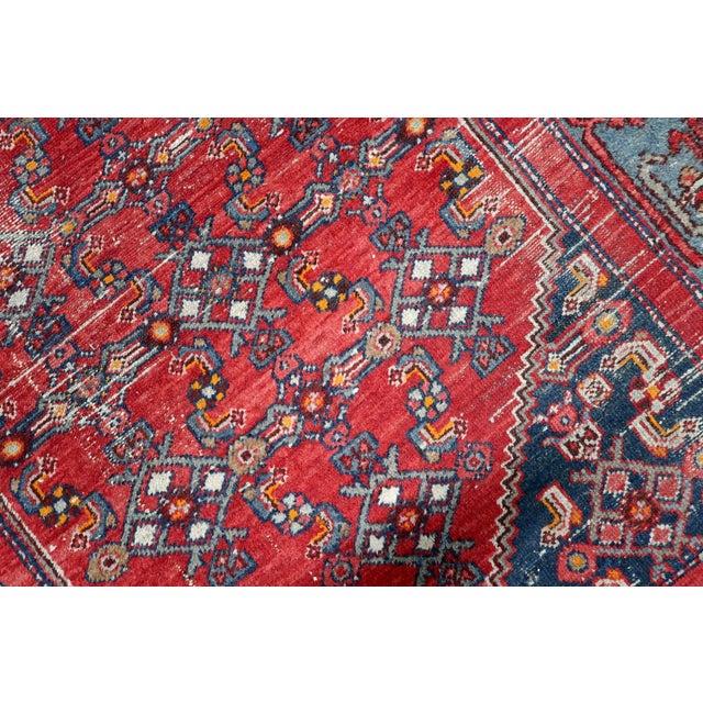 Navy Blue 1920s, Antique Persian Hamadan Handmade Rug 4 X 7 For Sale - Image 8 of 13