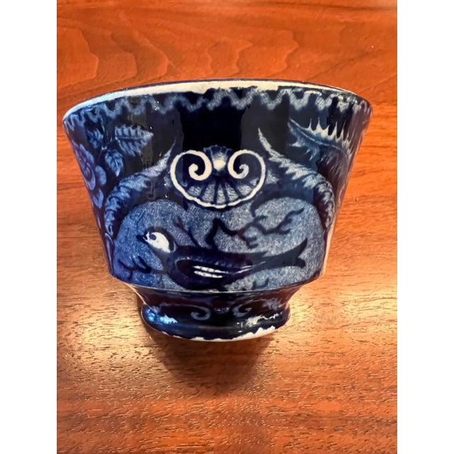 English Antique Staffordshire Transfer-Printed Ceramic Cup and Saucer Set For Sale - Image 3 of 6