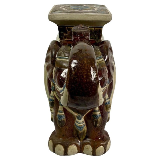 Brown Glazed Ceramic Elephants, 1960, Set of 2 For Sale - Image 8 of 18