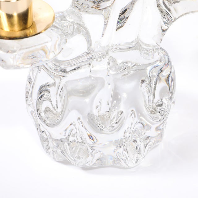 Pair of Mid-Century Crystal & Brass Tree Form Candelabras Signed Schneider For Sale In New York - Image 6 of 15