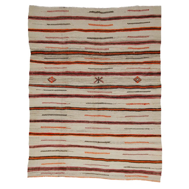 Vintage Turkish Kilim Rug-6′3″ × 8′4″ For Sale