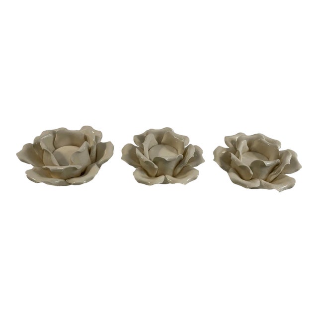 Late 20th Century Flower Votives- Set of 3 For Sale