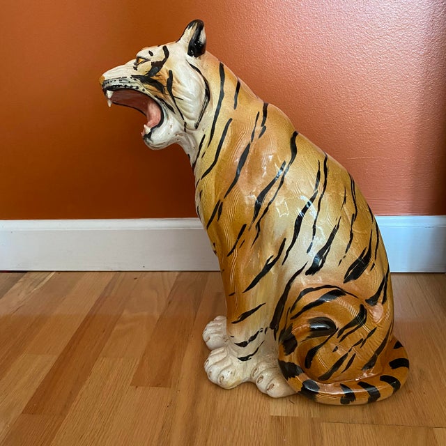 1970’s Large Italian Ceramic Tiger Statue Chairish