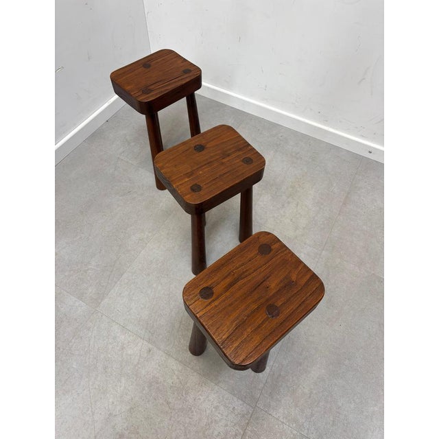Brutalist Stool in Elm Wood For Sale - Image 4 of 5