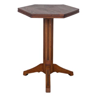 1920s Antique French Oak Pedestal Table For Sale
