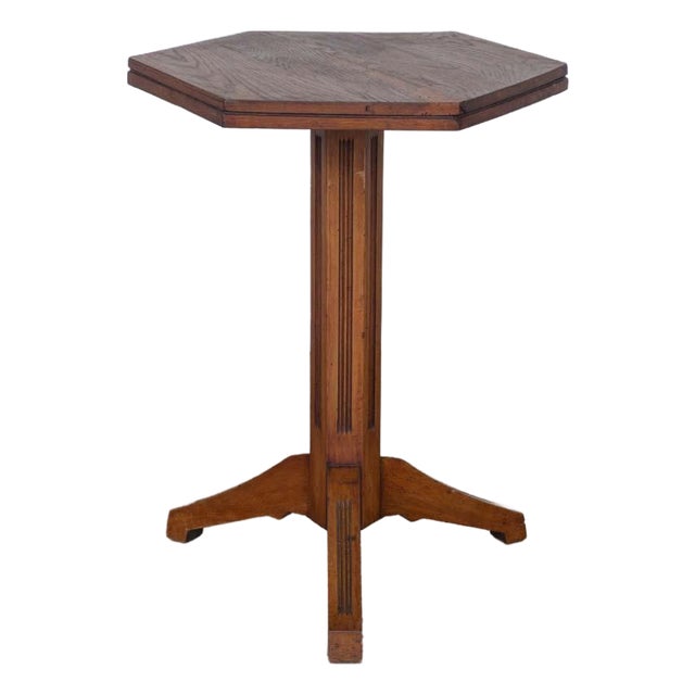 1920s Antique French Oak Pedestal Table For Sale