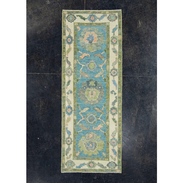Blue Turkish Oushak Runner Rug 2'2" x 5'11" #17171 For Sale - Image 8 of 8