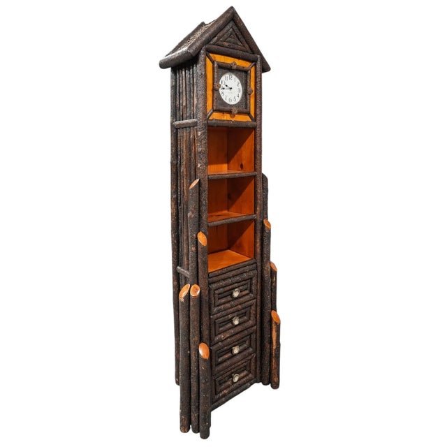 Rare Native Usa Tall Vintage Log Cabinet Grandfather Clock. ( Great for Aspin ) For Sale - Image 4 of 11