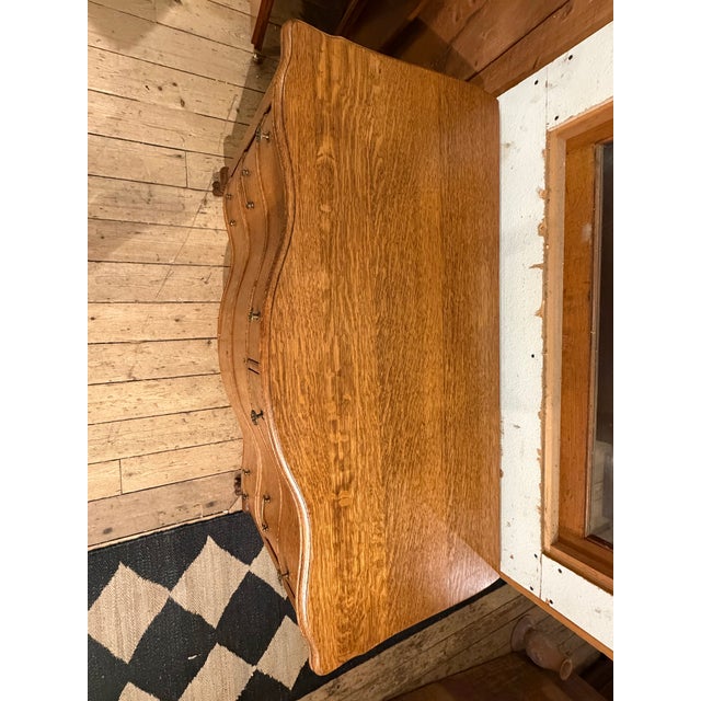 Antique Victorian Oak Bedroom Dresser W/ Serpentine Style Front For Sale - Image 4 of 10
