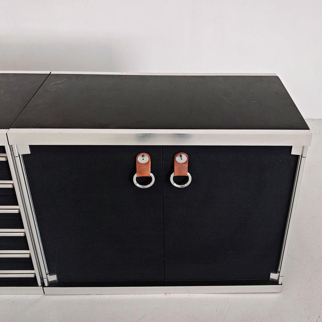 Sideboard in Fabric, Leather, Marble and Metal attributed to Guido Faleschini for I4 Mariani Hermes, 1970s For Sale - Image 11 of 18