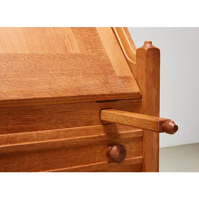 Wood Oak Secretaire by Guillerme & Chambron for Votre Maison, 1960 For Sale - Image 7 of 12