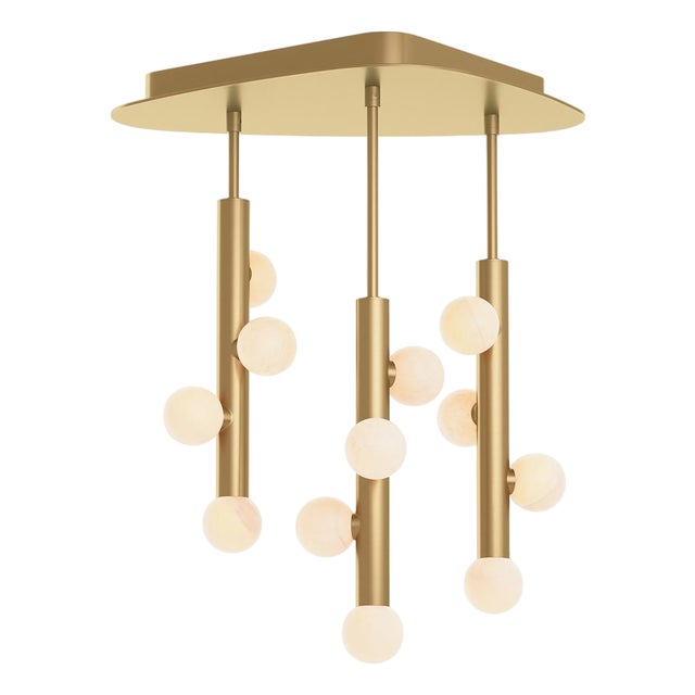 Regina Andrew Rhoads Chandelier, Alabaster/Natural Brass For Sale