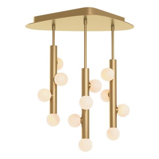 Rhoads Chandelier, Alabaster/Natural Brass For Sale