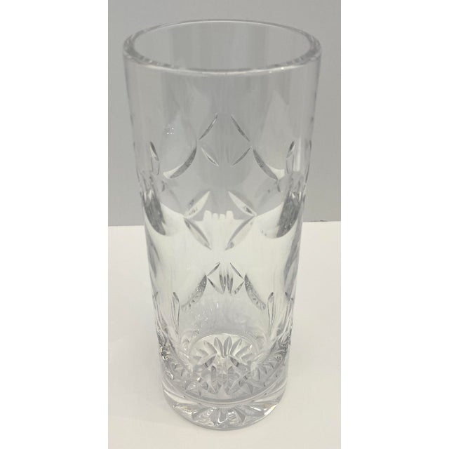 Tiffany & Co. Hand-Cut Crystal Vase, Modern Decorative Glass, 8" H A refined Tiffany & Co. crystal vase showcasing bold...