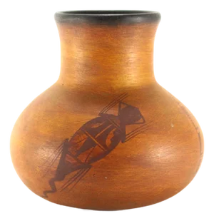Mid-Century South West Style Mexican Art Pottery Jar Vase, Signed R. Galvan