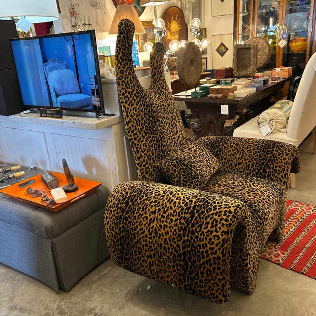 Textile Curvaceous Leopard Print Custom Arm Chair For Sale - Image 7 of 9