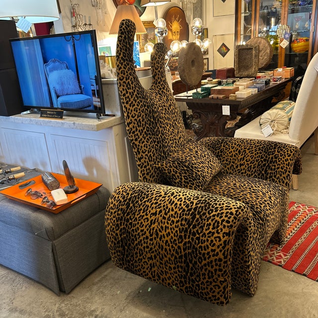 Textile Curvaceous Leopard Print Custom Chair For Sale - Image 7 of 9