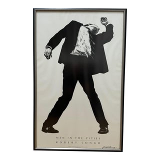 Original Robert Longo Men in the Cities Signed and Framed Print For Sale