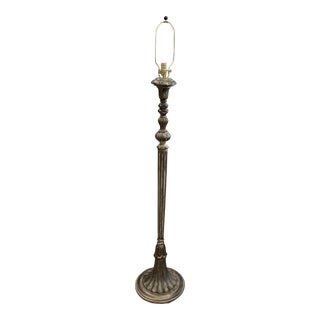 1950s Italian Neoclassical Carved Wood Floor Lamp For Sale