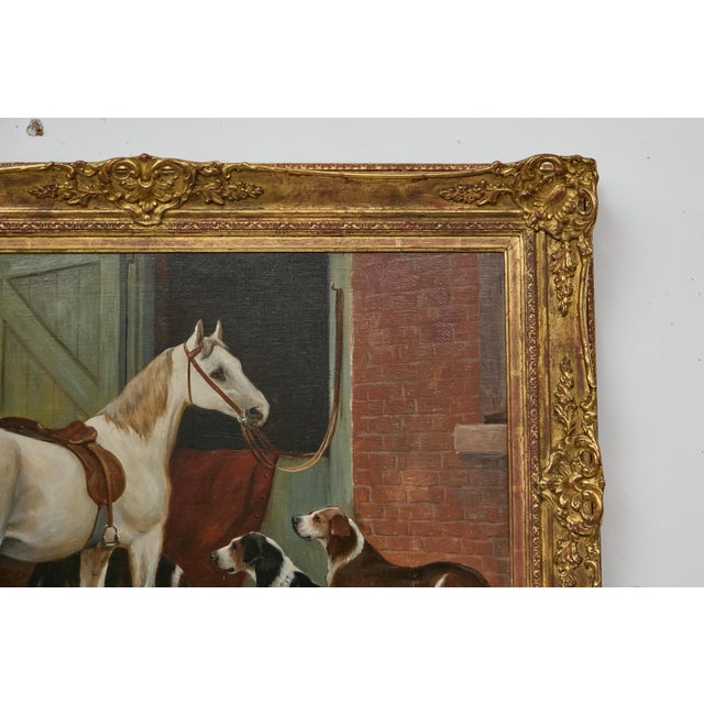 19th Century English Horse and Hound Oil Painting in Frame, Signed C. Goddard For Sale - Image 10 of 12