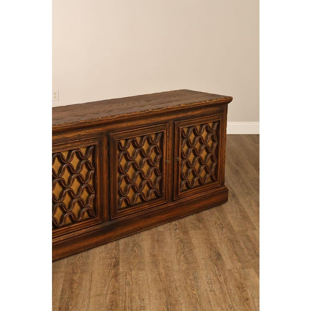 Jamestown Lounge Co. Colonnade Collection Vintage Sculpted Oak Long Credenza For Sale - Image 10 of 18