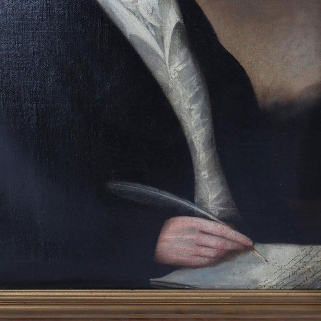 Antique Oil on Canvas Painting, Portrait of a Scholar, C1830 For Sale - Image 4 of 12