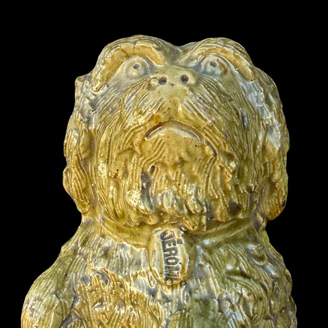 Jerome Massier Antique Jérôme Massier Majolica Dog Tobacco Jar, French Figural Container For Sale - Image 4 of 10