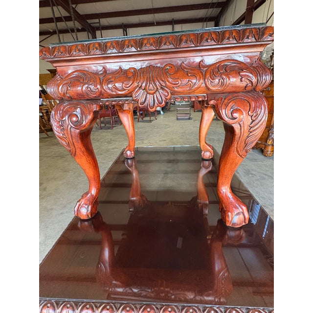 1990s Solid Mahogany End Tables With Intricate Carving in Nashville For Sale - Image 4 of 6