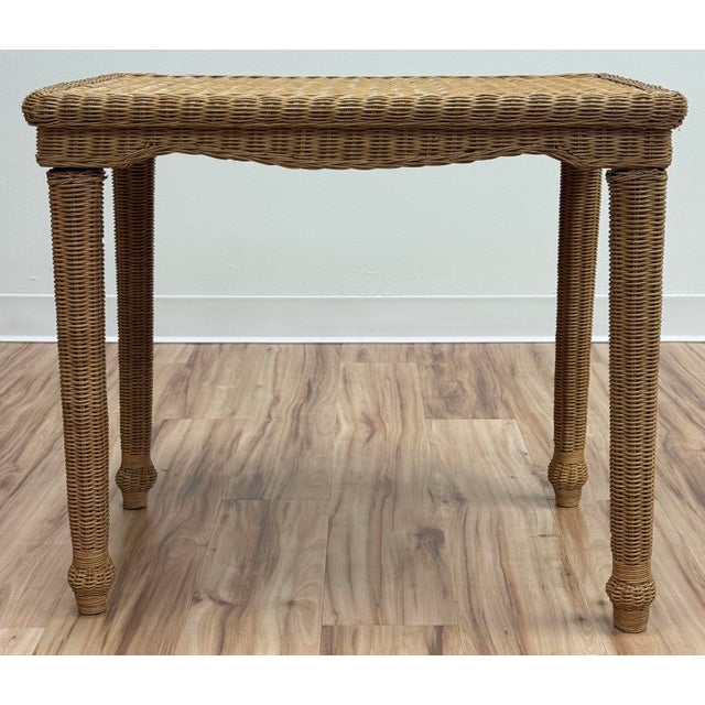 Vintage Woven Wicker Side Table For Sale - Image 4 of 9