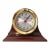 5.5" Brass Chelsea Shipstrike Quartz Mantel/Desk Clock and Traditional Wooden Base For Sale